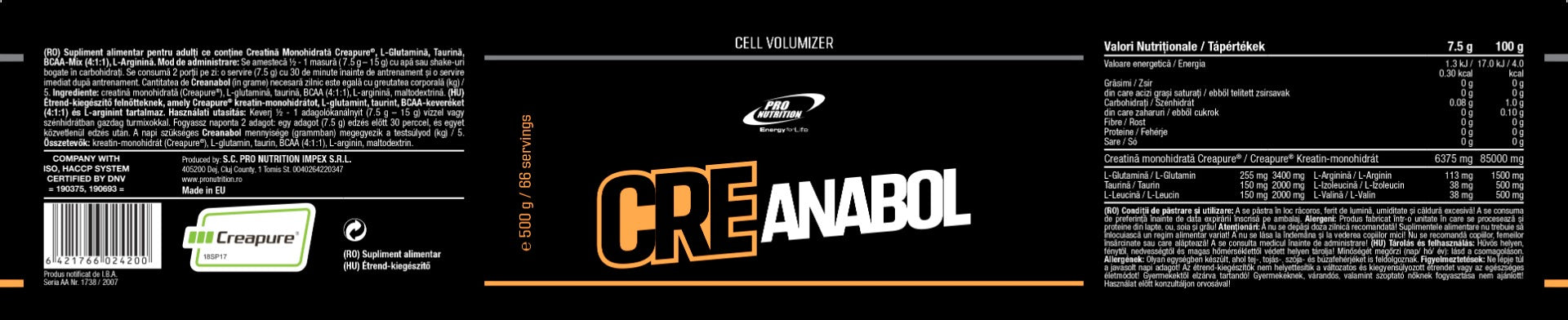 Creatina monohidrata Creapure Creanabol