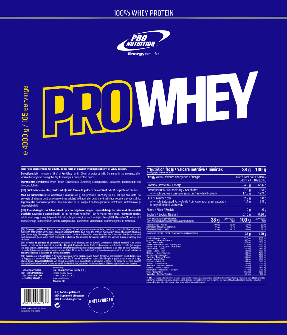 Proteine ​​din zer concentrat fara aroma si indulcitori