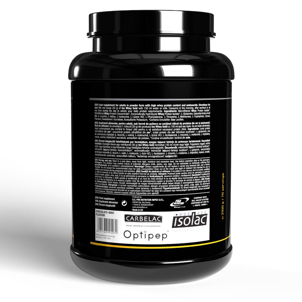 Proteine ​​din zer, 3 tipuri de proteine, Iso Whey Gold Edition Ciocolata menta