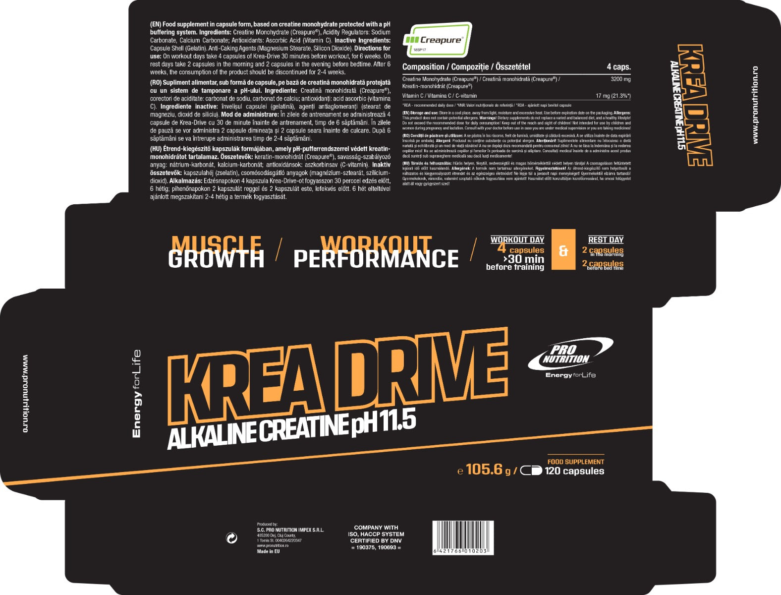 Creatina monohidrata Creapure ph alcalin capsule